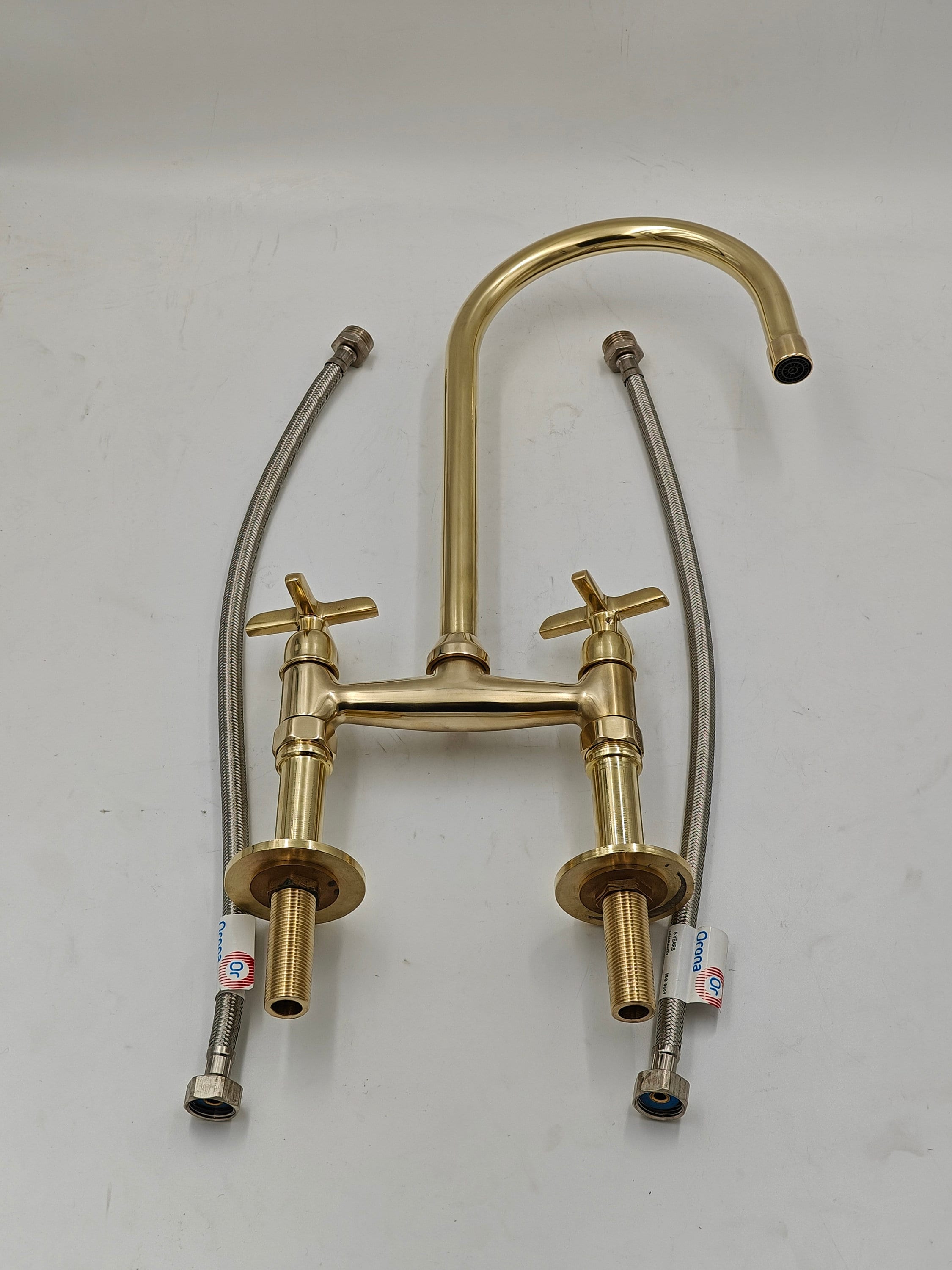 Antique Style Solid Brass Bridge Faucet – Classic Vintage Kitchen Sink Tap - bohoprime